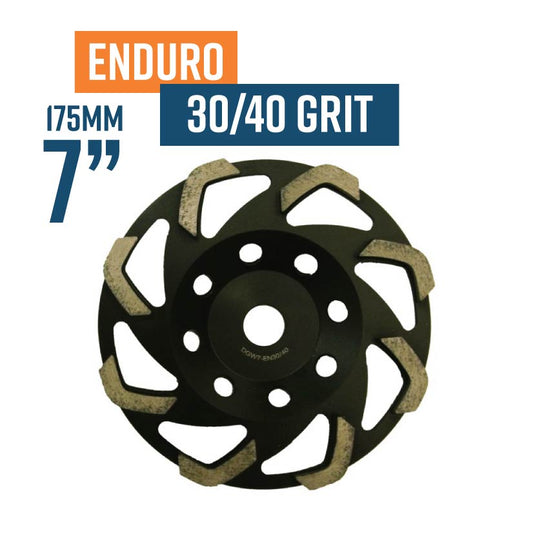 Enduro 175mm (7'') 30/40 Grit Medium Bond Diamond Grinding Wheel