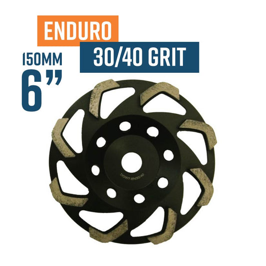 Enduro 150mm (6'') 30/40 Grit Soft Bond Diamond Cup Wheel