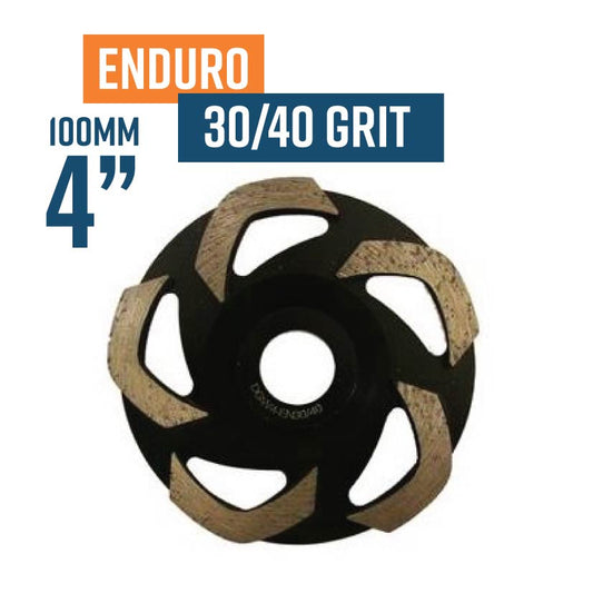 Enduro 100mm (4'') (30/40 Grit Soft Bond) Diamond Cup Wheel