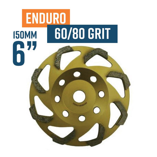 Enduro 150mm (6'') 60/80 Grit Soft Bond Diamond Cup Wheel