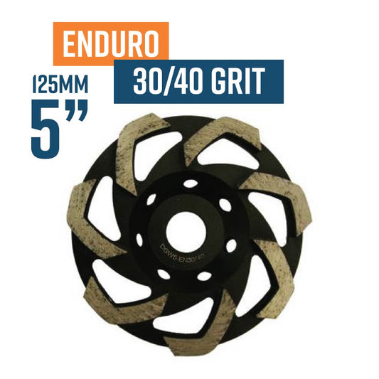 Enduro 125mm (5'') 30/40 Grit Soft Bond  Diamond Grinding Wheel