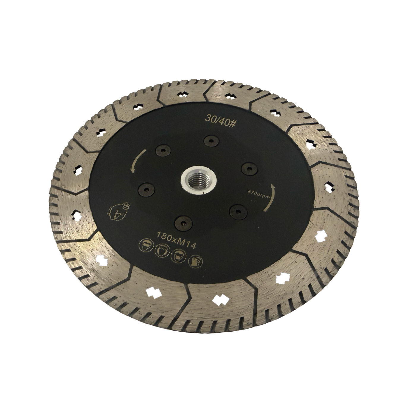 Flush Cut Blade 7533m (3") for Duplex Cutting and Grinding 30/40 grit with M14 thread for easy connection. 2.8mm thick with 22.23mm bore