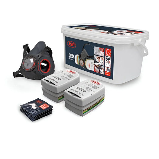 Force Typhoon 8 Half Mask Respirator Pack. Kit includes: 1 x Force Typhoon™ 8 Half Mask Respirator (medium) 
BHT003-0L5-0AN and 2 x A2P2 organic gas / vapour + dust 
replacement encapsulated filters BMN740-000-6A