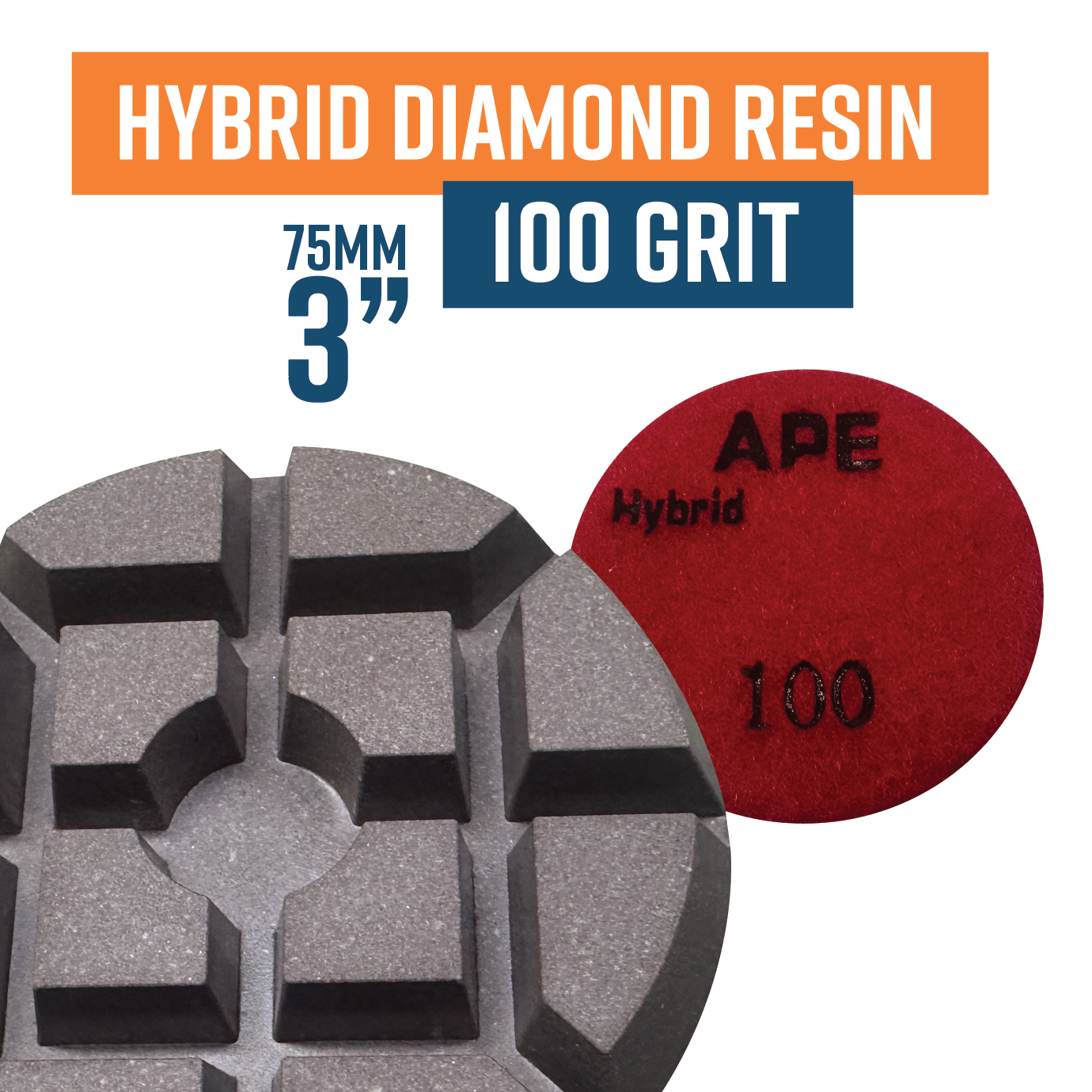 75mm HYBRID Diamond Polishing Pad 100 grit