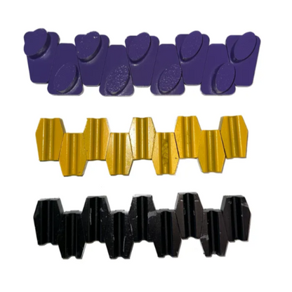 Knock On Diamond Shoe Starter Kit Sets of 9x Purple Super Soft Bond, Yellow Medium Bond, and Black Hard Bond. All supplied in 20 Grit Economical range.