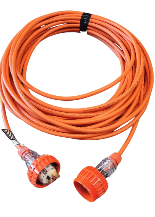 25m Single Phase Extension Lead Heavy Duty 2.5mm core with 10amp Weatherproof Plug and Socket