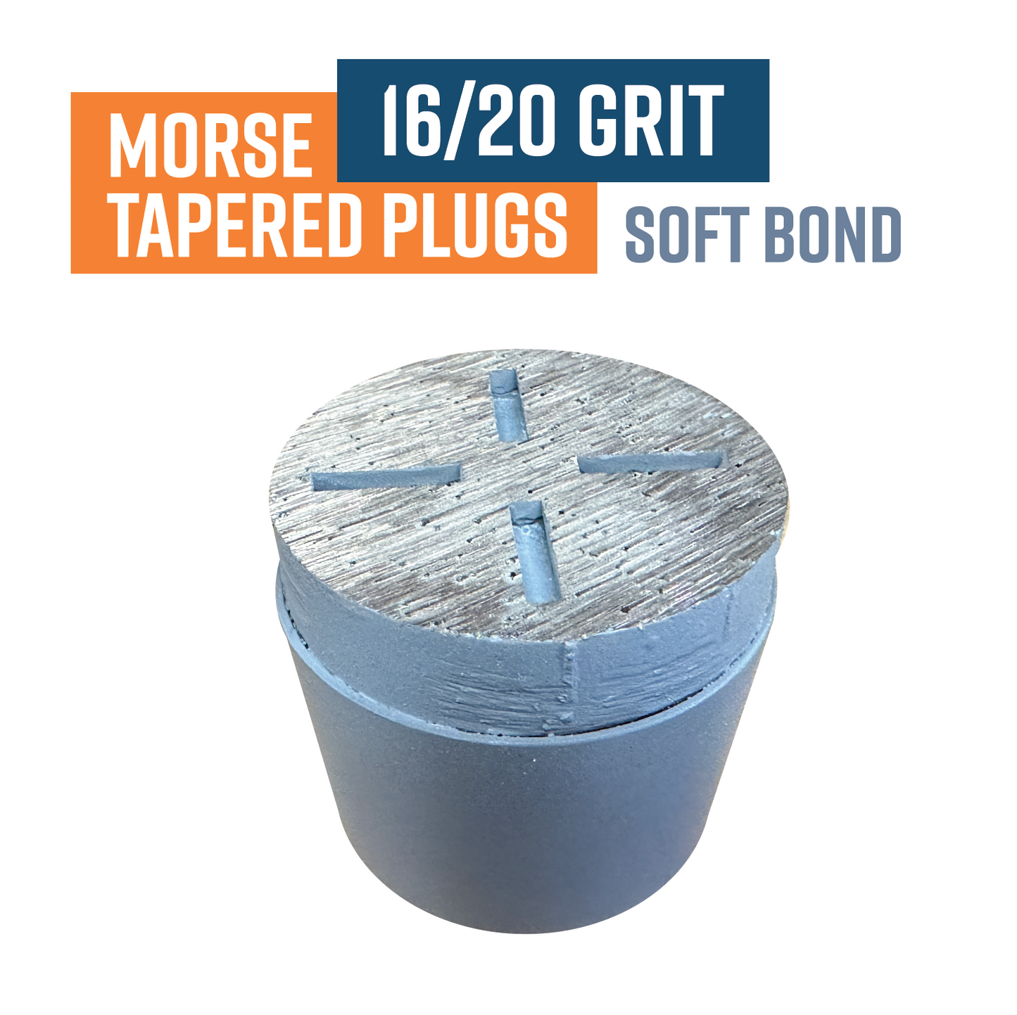 Standard 16/20 Grit, SOFT Bond 50mm Morse Tapered Diamond Grinding Plug