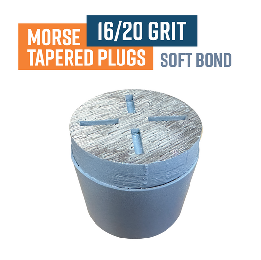 Morse Tapered 50mm Diamond grinding plug, 16/20 Grit, Soft Bond, Light  Grey