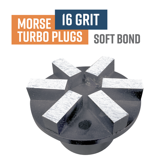 Morse Tapered Diamond Grinding Plug, Turbo Segment, 16 Grit, Soft bond