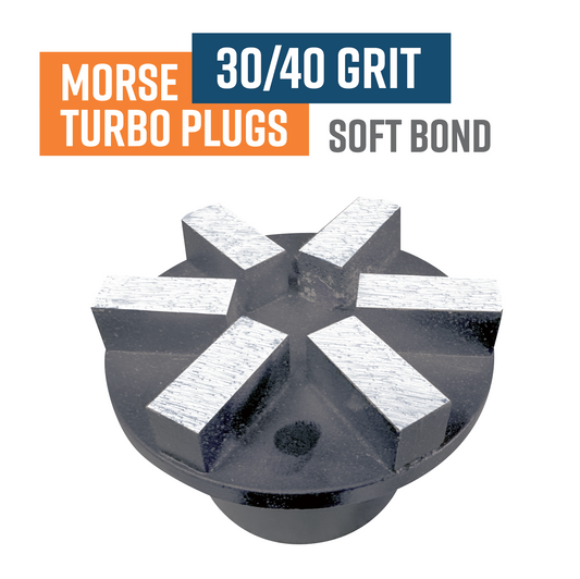 Morse Tapered Diamond Grinding Plug, Turbo Segment, 30 Grit, Soft bond