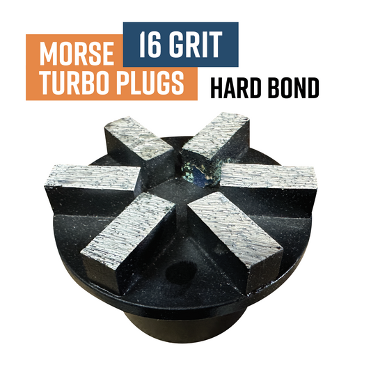 Morse Tapered Diamond Grinding Plug, Turbo Segment, 16 Grit, Hard bond