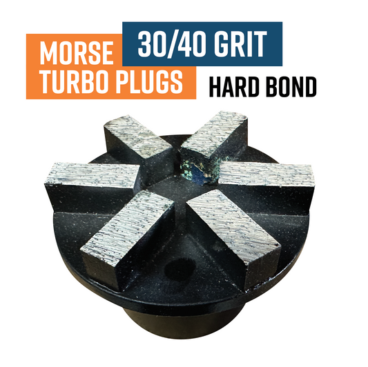 Morse Tapered Diamond Grinding Plug, Turbo Segment, 30 Grit, Hard bond