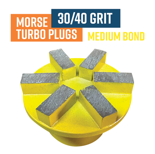 Morse Tapered Diamond Grinding Plug, Turbo Segment, 30 Grit, Medium bond