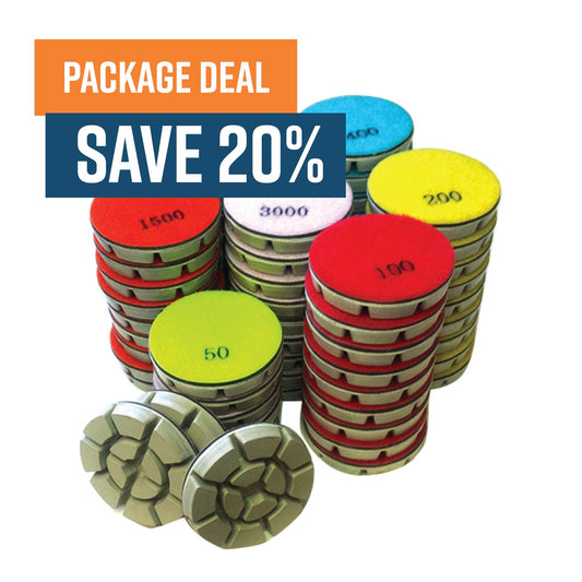 Resin Bundle Promo Package - Set of 9x 75mm Resin Bond Polishing Pads in 50 grit, 100 grit, 200 grit, 400 grit, 800 grit, 1500 grit, and 3000 grit