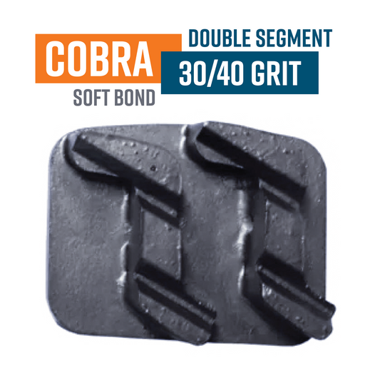 Cobra Double Grey 30/40 Grit Redi Lock Style Diamond Grinding Shoe  (Soft Bond)  EX-VVSK30