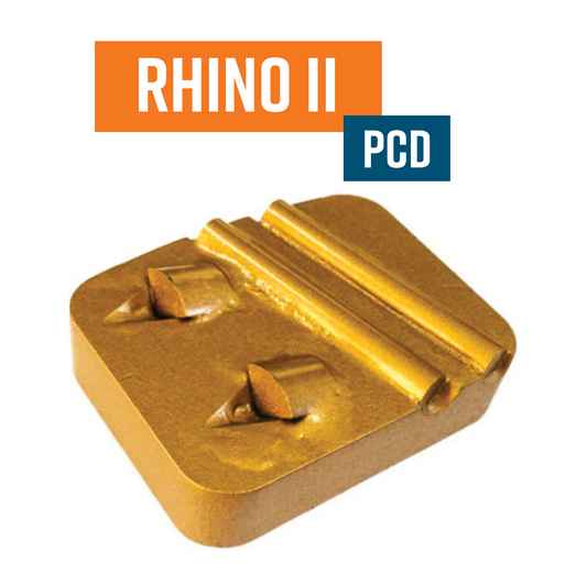 Rhino II PCD Gold, Redi Lock Style Diamond Grinding Shoe  with SUPPORT Bar (Removing waterproofing, most coatings, epoxy, rubber base glue)