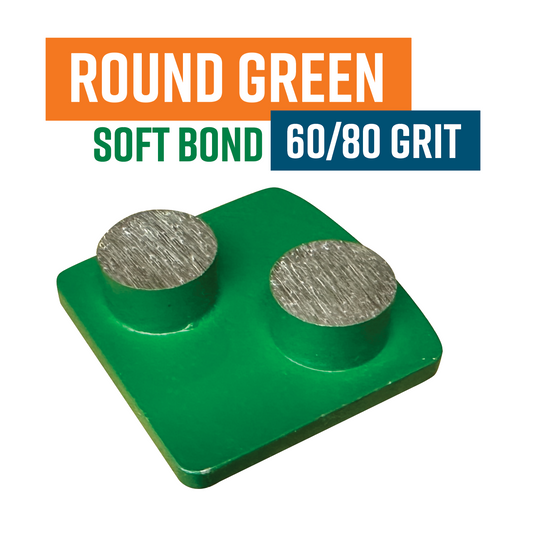 Round Green 60/80 Grit Redi Lock Style Diamond Grinding Shoe (Soft Bond) (Stone & Terrazzo) (Discontinued item, available while stock lasts - no returns accepted)