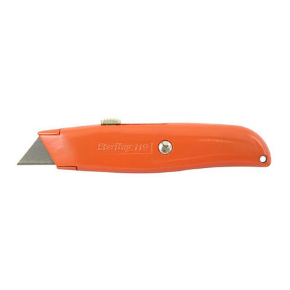 Hi-Vis Fluro Retractable Trimming Knife. Die cast zinc all metal construction including blade holder,