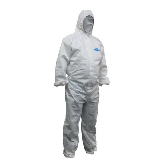 Disposable Coverall White 2XL Koolguard SMS Type 5 and 6 Protection, Lightweight and Tear Resistant. Protection from fine dust particles, liquid splashes or fine spray.