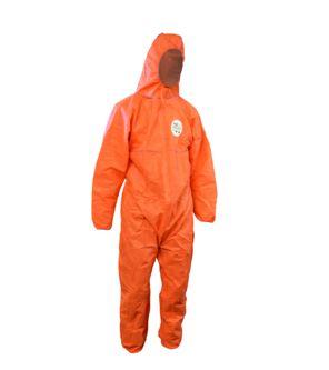 Disposable Coverall Orange 2XLarge Chemguard SMS Type 5 and 6 Protection, Lightweight and Tear Resistant. Protection from fine dust particles, liquid splashes or fine spray.
