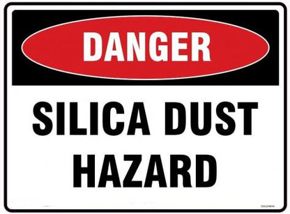 Danger Silica Dust Hazard Sign 600 x 450mm White Polypropylene