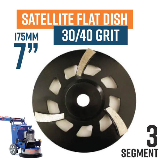 Satellite Flat Dish 175mm (7'') Diamond Grinding wheel, 30/40 Grit, Medium bond, 3 segment