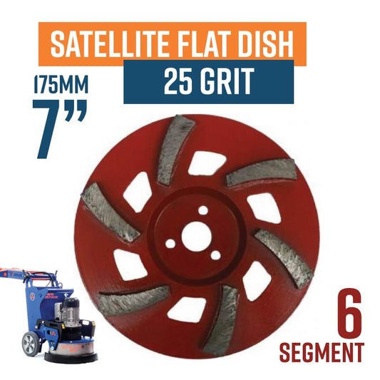 Satellite Flat Dish 175mm (7'') Diamond Grinding wheel. 25 Grit, Medium bond, 6 segment