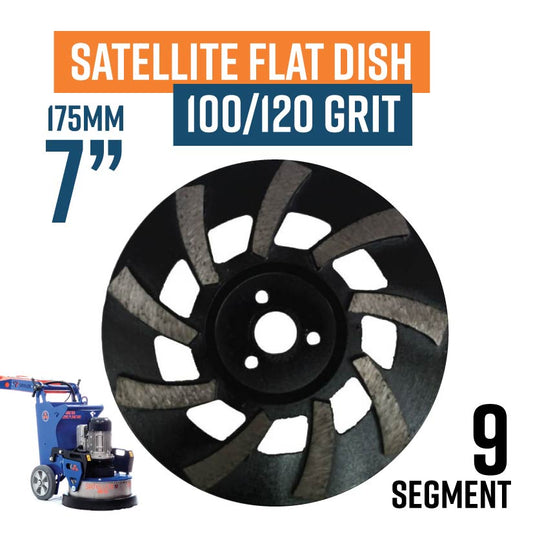 Satellite Flat Dish 175mm (7'') Diamond Grinding wheel, 120 Grit, Medium bond, 9 segment