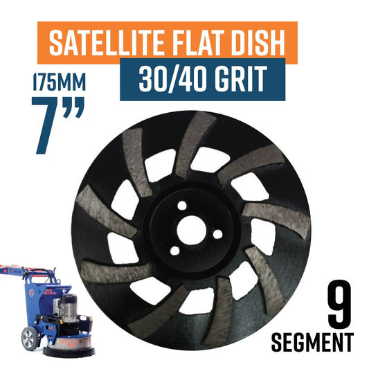 Satellite Flat Dish 175mm (7'') Diamond Grinding wheel, 30/40 Grit, Hard bond, 9 segment