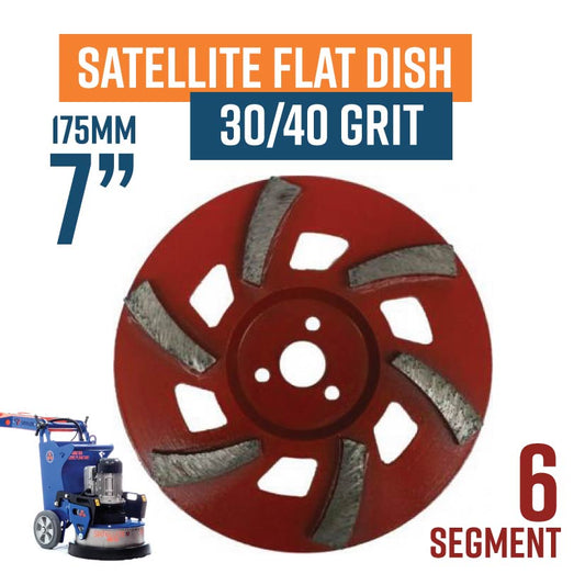 Satellite Flat Dish 175mm (7'') Diamond Grinding wheel, 30/40 Grit, Medium bond, 6 segment