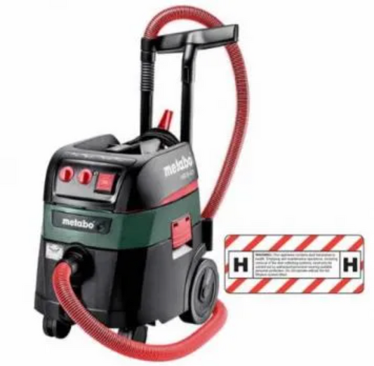 Metabo ASR 35L H Class Vacuum, Includes HEPA 14 Filter Cassettes, 3.5 m x 35 mm Hose and Floor Tool Kit.