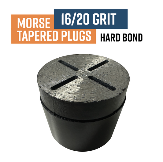 Morse Tapered 50mm Diamond grinding plug, 16/20 Grit, Hard bond, Black