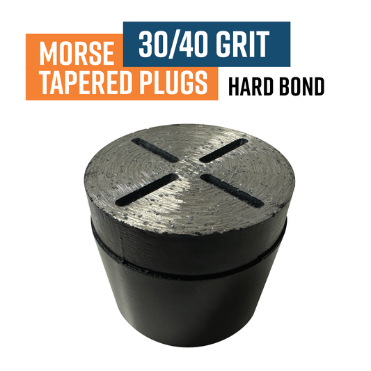 Morse Tapered 50mm Diamond grinding plug, 30/40 Grit, Hard bond, Black