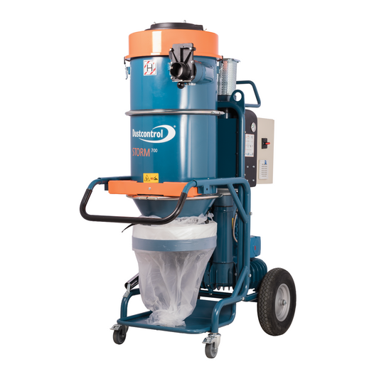 Hire Storm 700 Vacuum, 7.5Kw Motor, HEPA Filter, with 32amp Socket outlet for Grinder.