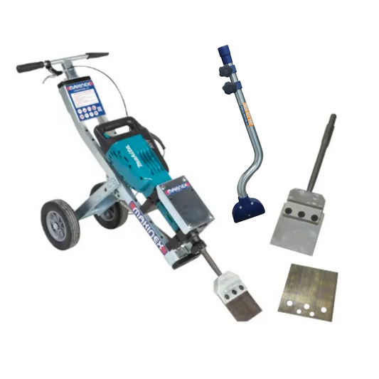 MEGA Chipper Package 
Includes: 
1x Mega Chipper Jack Hammer Trolley
1x Tile Smasher Head
1x HM1317C Jack Hammer
1x Dust Shroud