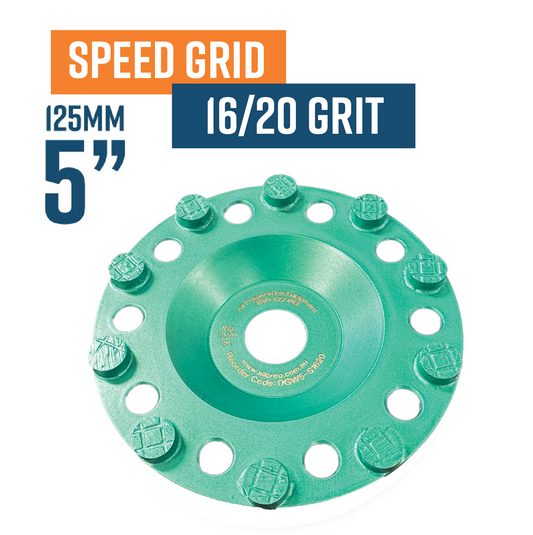 Speed Grid 125mm (5") (16/20 Grit Soft Bond) Diamond Grinding Cup Wheel   for speedy and aggressive removal