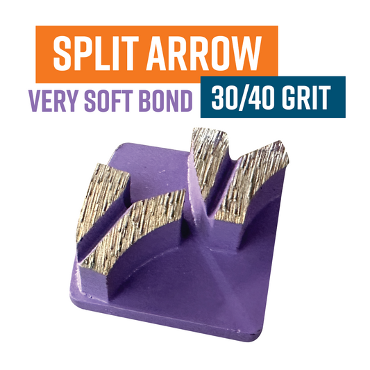 Split Arrow Purple 30/40 Grit Knock On Diamond Grinding Shoe to suit Schwamborn (Very Soft Bond)
