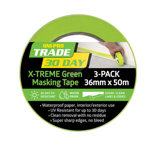 Uni-Pro XTREME Green Masking Tape, 30 Days 36mm x 50m (Ask for Box Pricing 24/ctn)