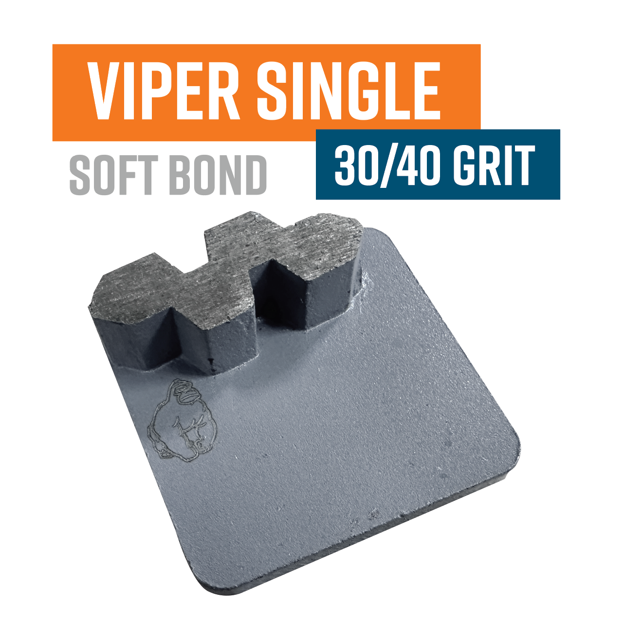 Viper Single Grey 30/40 Grit Redi Lock Style Diamond Grinding Shoe (Very Soft Bond)