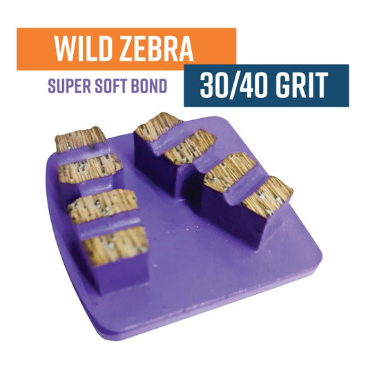 Wild Zebra Purple 30/40 Grit Redi Lock Style Diamond Grinding Shoe (Very Soft Bond)