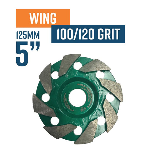 Wing 125mm (5'') (100/120 Grit (Medium Bond) Diamond Grinding Wheel