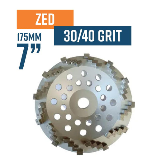 Zed Wheel 175mm (7'') Diamond grinding wheel, 30/40 Grit, Medium bond, 12 SEGMENT, Silver