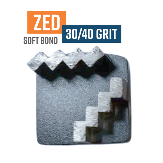Zed Grey 30/40 Grit Redilock Diamond Grinding Shoe (Soft Bond)