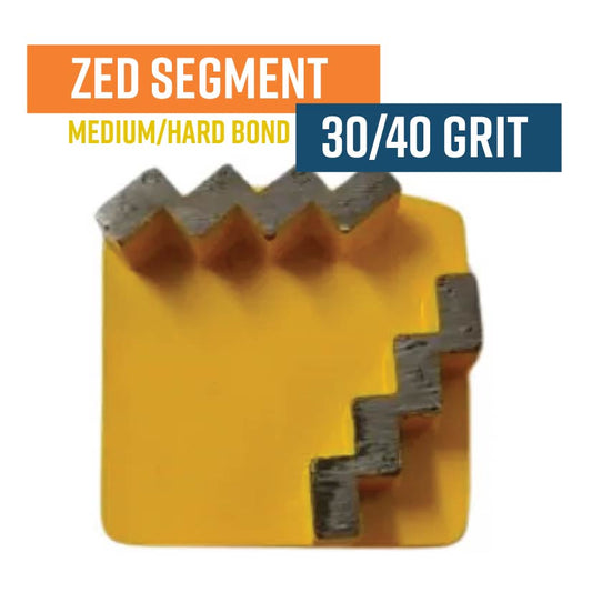 Zed Double Yellow 30/40 Grit Redi Lock Style Diamond Grinding Shoe (Soft Bond)
