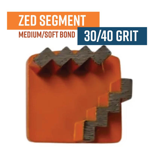 Zed Orange 30/40 Grit Redi Lock Style Diamond Grinding Shoe 
(Medium Soft Bond)