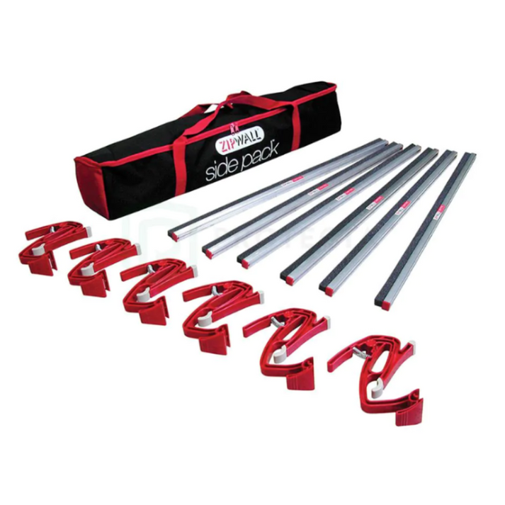 Zipwall Side Seal Kit (6 x Tight seal rails (0.9m), 6 x Side-Seal clam ...