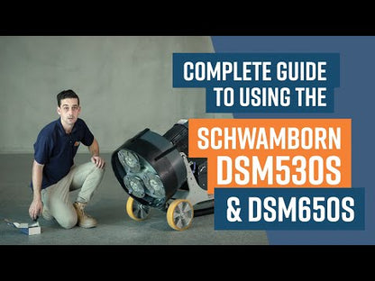DSM650S Schwamborn Planetary Concrete Floor Grinder.
11kW, weigh 310-360Kg, Grind Press 200-260 kg, 15L Tank, Diamond Floating Device, Knock-On Shoe Holder, Speed 400-12, Floating Dust Shroud, Adjustable Handle