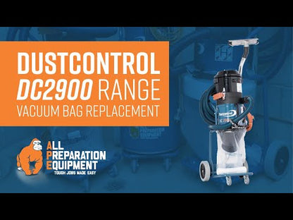 Dustcontrol  DC2900L Vacuum, Single Phase, 1285watt, 19kg, Includes Longopac Bags (44763), 5m Antistatic Suction Hose 38mm, Floor Nozzle (7235), Suction Pipe (7257), Polyester Fine Filter Cellulose (42029) and HEPA H13 filter (42027)