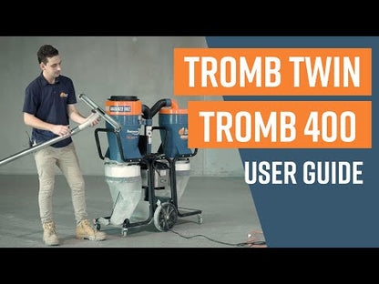 Dustcontrol Tromb 400L Vacuum, Single Phase, Twin Motor, 2000watt, 48kg, Includes Longopac 20m Continuous Bag (432177), 5m Antistatic Suction Hose 50mm, Floor Nozzle (7238), Suction Pipe (7265), Polyester Fine Filter (44017) and HEPA H13 Filter (44016)