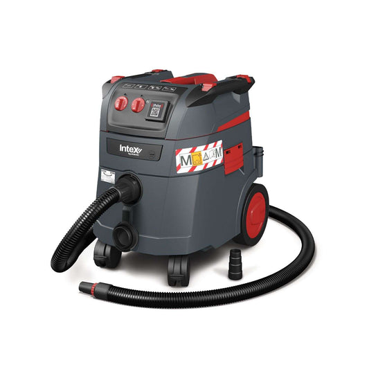 Starmix M Class Vacuum AISP35M 35L, 1600 watt motor, hose, crevice tool, and user manual